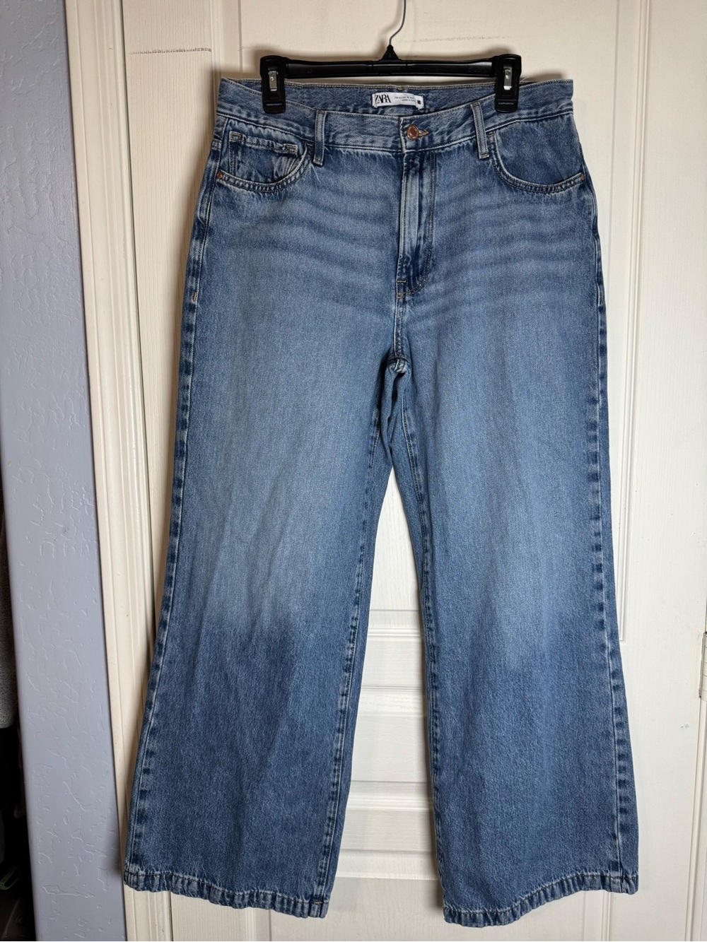 Zara Light Blue Wide Leg Denim Jeans
